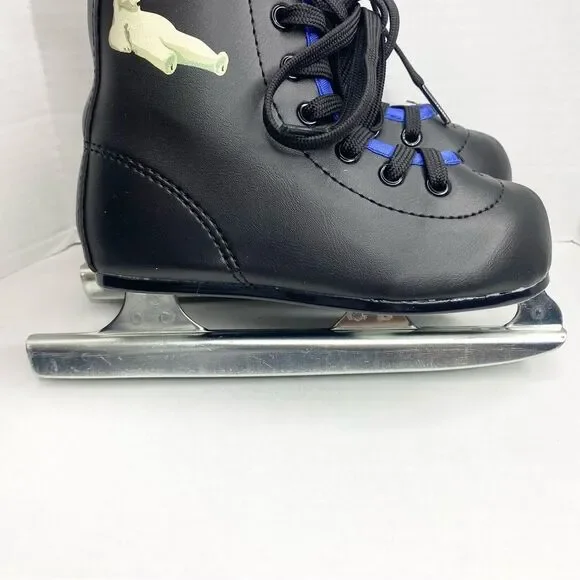 American Athletic Youth Boys Size 8 Chillin Double Runner Ice Skates Black Blue - Picture 5 of 13
